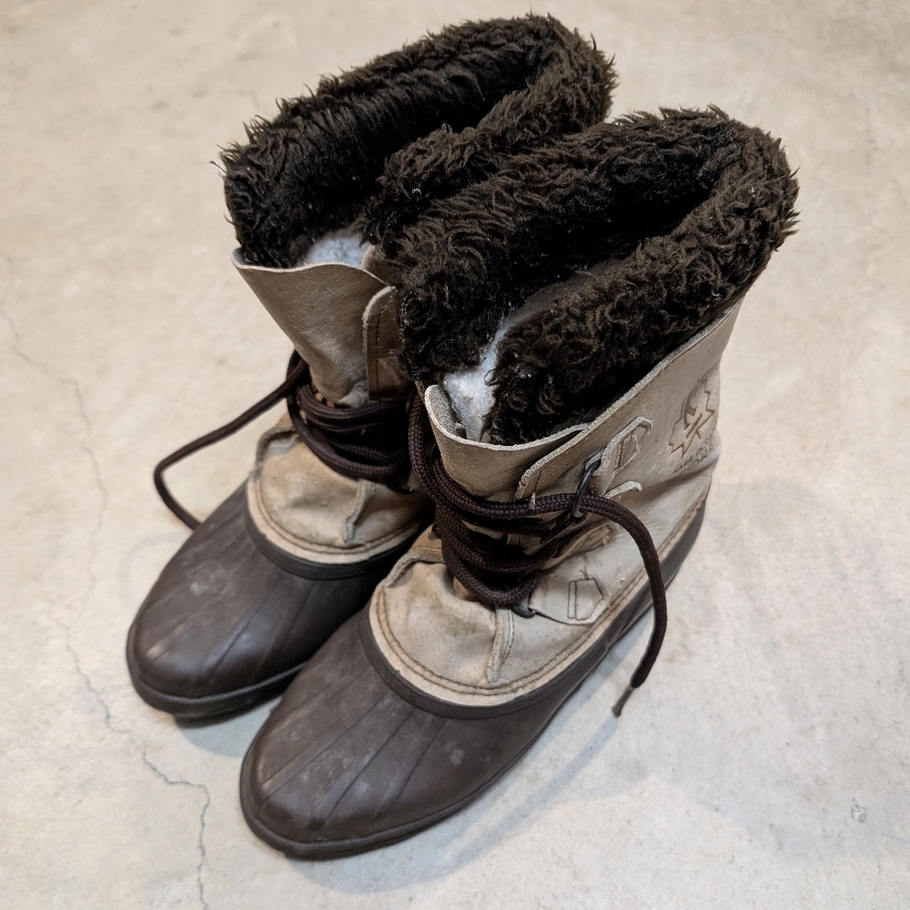Sorel Kaufman Women's 9 Brown and Tan Winter Boots Made In Canada